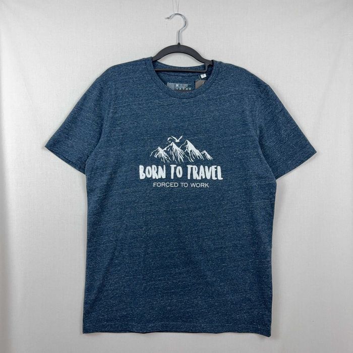 T-shirt Azul Calçada Born To Travel Tamanho M Nova
