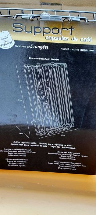 suporte para 50 capsulas cafe em metal cromado