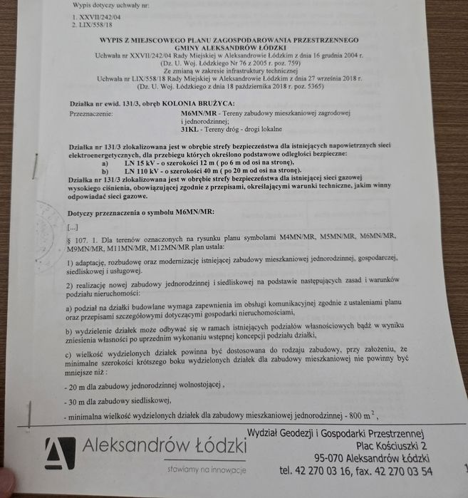 Piękna Działka Kolonia Bruzyca 1968m2
