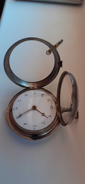 Zegarek-dewizka Szpindel GIBSON LONDON Srebro ok.1700 roku antyk.