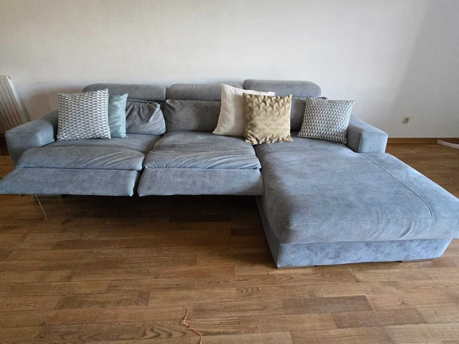 Sofá Azul reclinavel com Chaise Longue – Excelente Estado