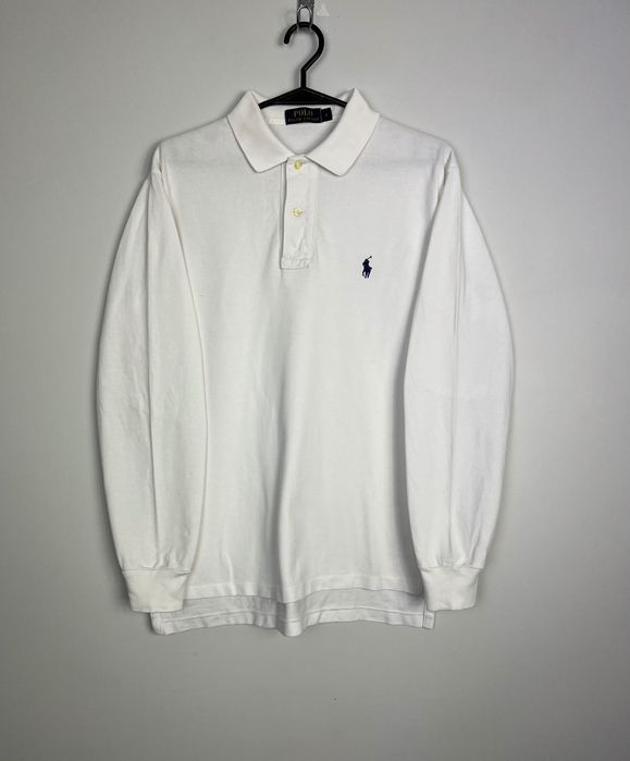 Elegancki Longsleeve Polo Ralph Lauren Biały 100% Bawełna