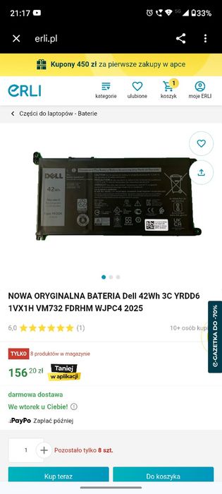 Bateria Dell pasuje do praktycznie wszystkich modeli laptopa