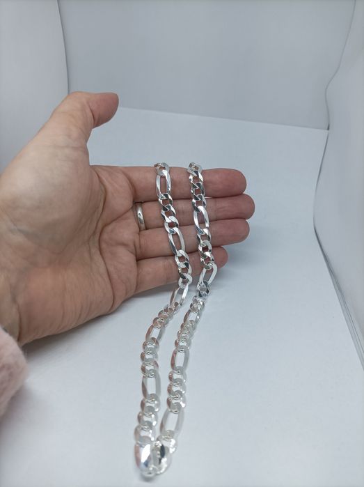 Srebrny łańcuszek próba 925 długość 60 cm splot figaro