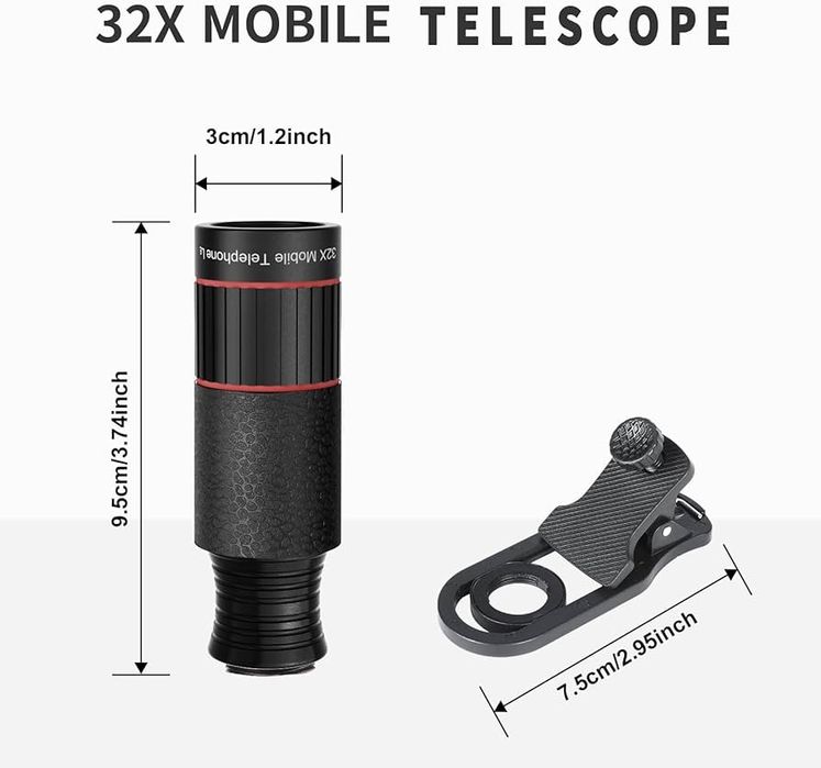 lente teleobjetiva de 32x extrema qualidade para telemóveis.