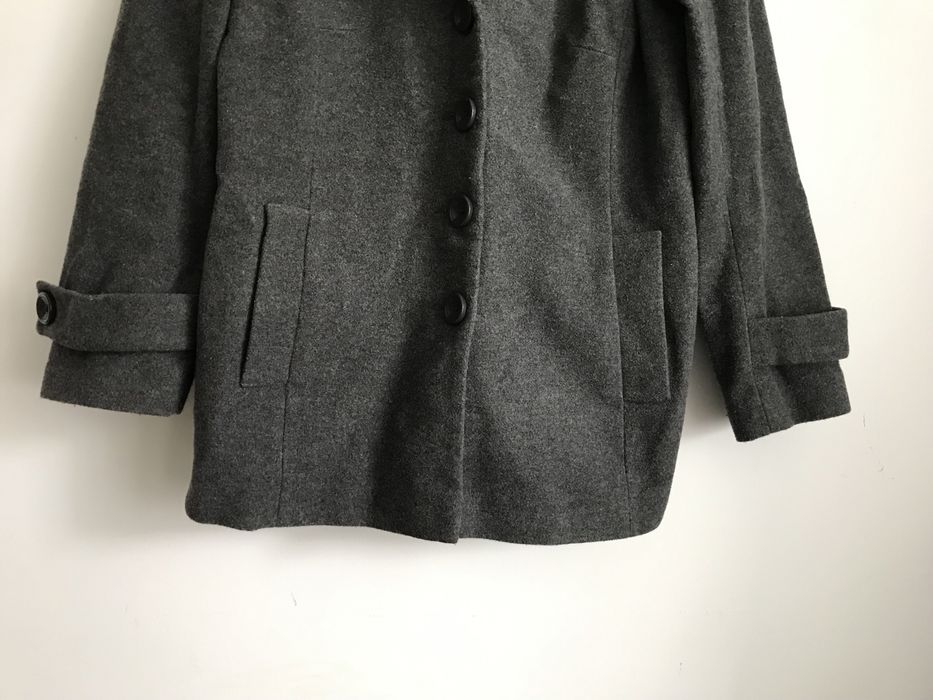 Szary wełniany płaszcz Damart oversize L 40 S M wool jacket