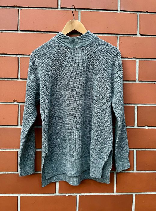 Szary sweter z bawełną dzianinowy H&M dłuższy tył