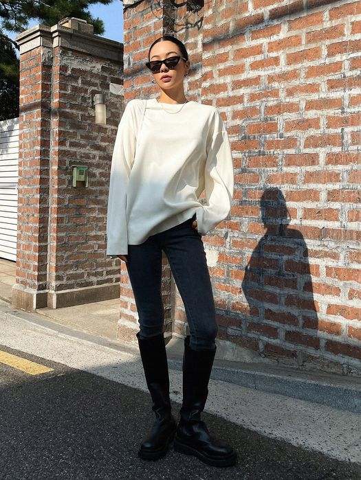 Bluzka Długa Prążkowana Oversize Casual Dazy S 36