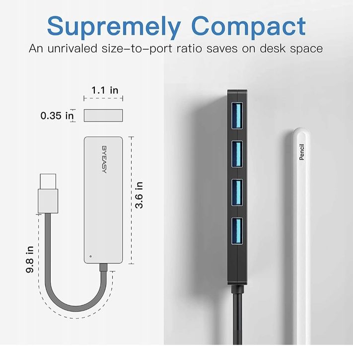 BYEASY UC-109C Hub USB USB C do USB 3.0 HUB z 4w1