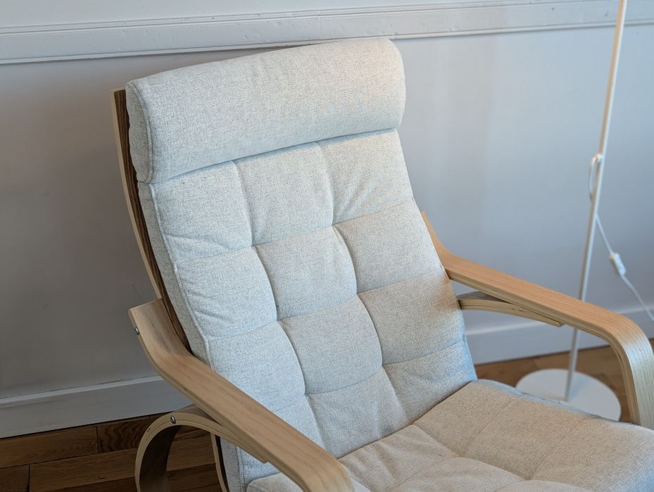 Fotel bujany z podnóżkiem Ikea Poang