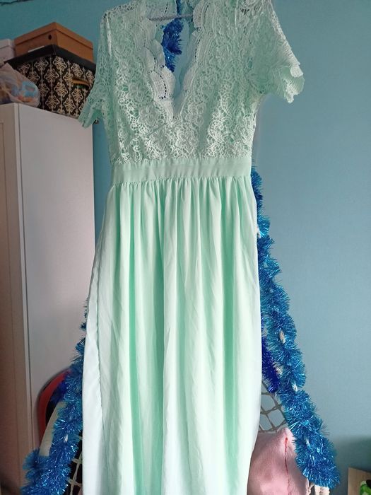 Maxi sukienka miętowa