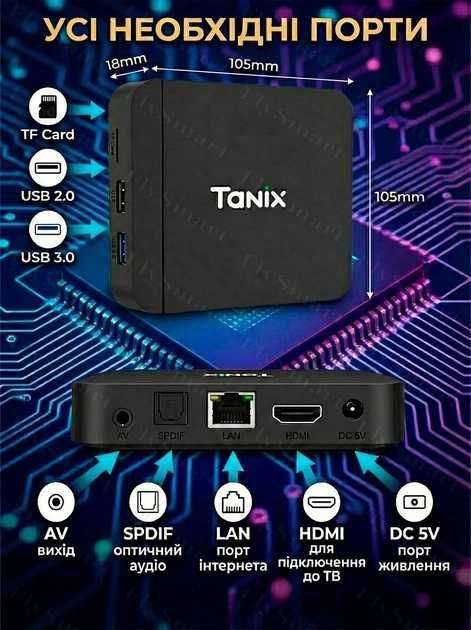 Smart TV Box (Смарт ТВ приставка) Tanix 4/32GB / Андроид приставка для телевизора / Android 11