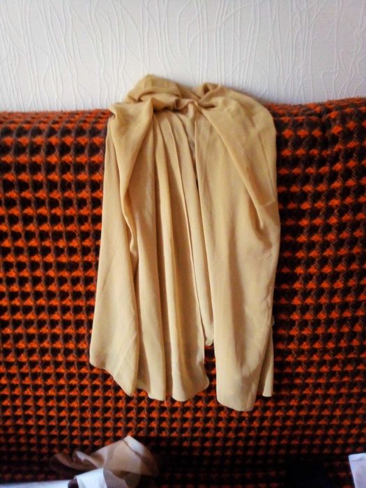 Палантин шовковий бежевий  85*185см  шелковый кремовий