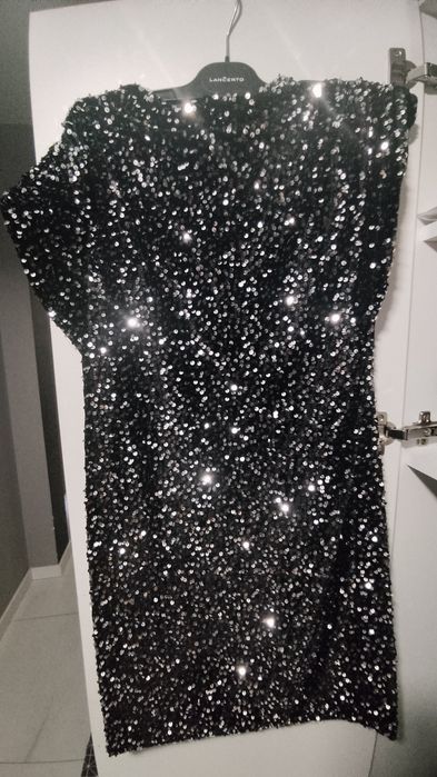 Sukienka czarna cekiny srebrne S M L