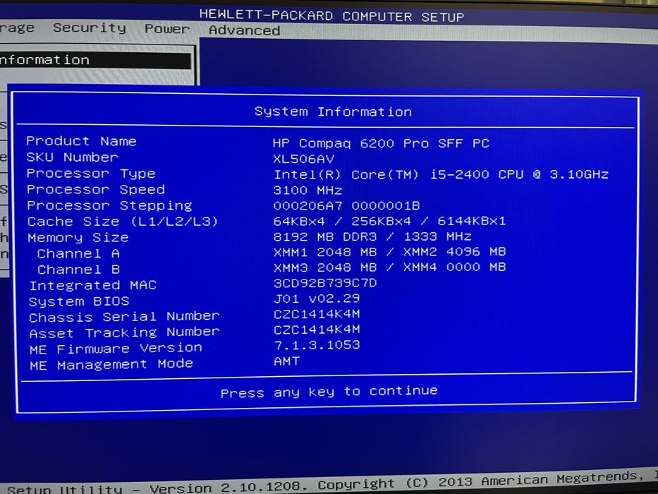 Компʼютер HP 6200 SFF