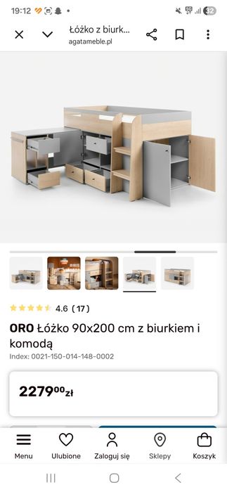 Sprzedam 2x łóżko dziecięce ORO 90x200 z biurkiem i komodą