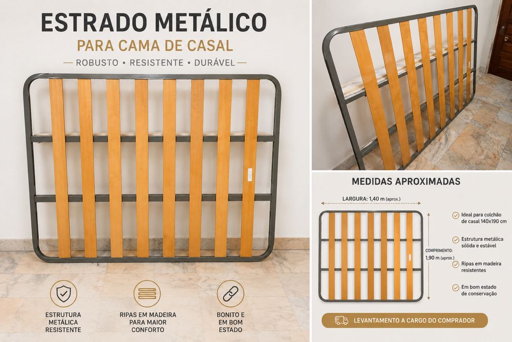 Estrado Metálico para Cama de Casal – 140x190 cm