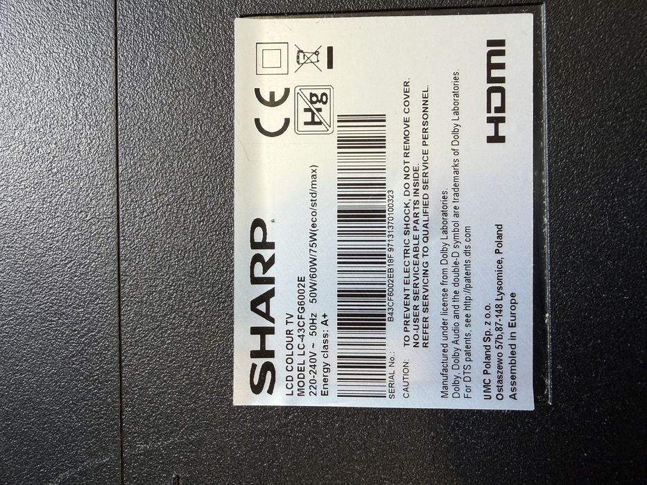 Telewizor Sharp LC-43CFG6002E smartTV