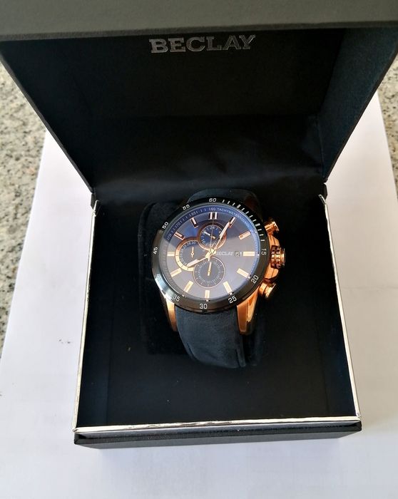 Relógio masculino Beclay banhado a ouro rosado