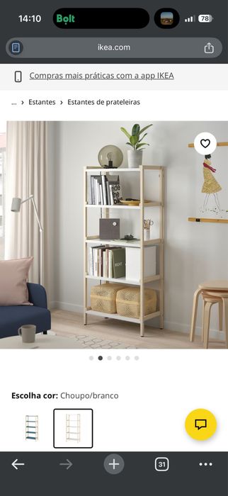 Estante aberta, choupo/branco, 70x34x154 cm