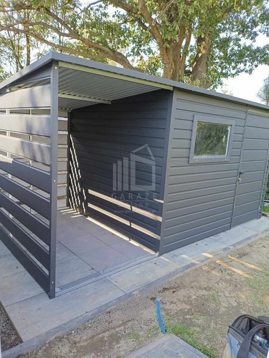 Schowek Domek Ogrodowy 3X2,5M + Wiata 1,5 Drzwi Okno Dach Spad Id760
