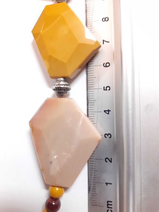 Komplet biżuterii z kamienia mokaitu - naszyjnik bransoletka kolczyki