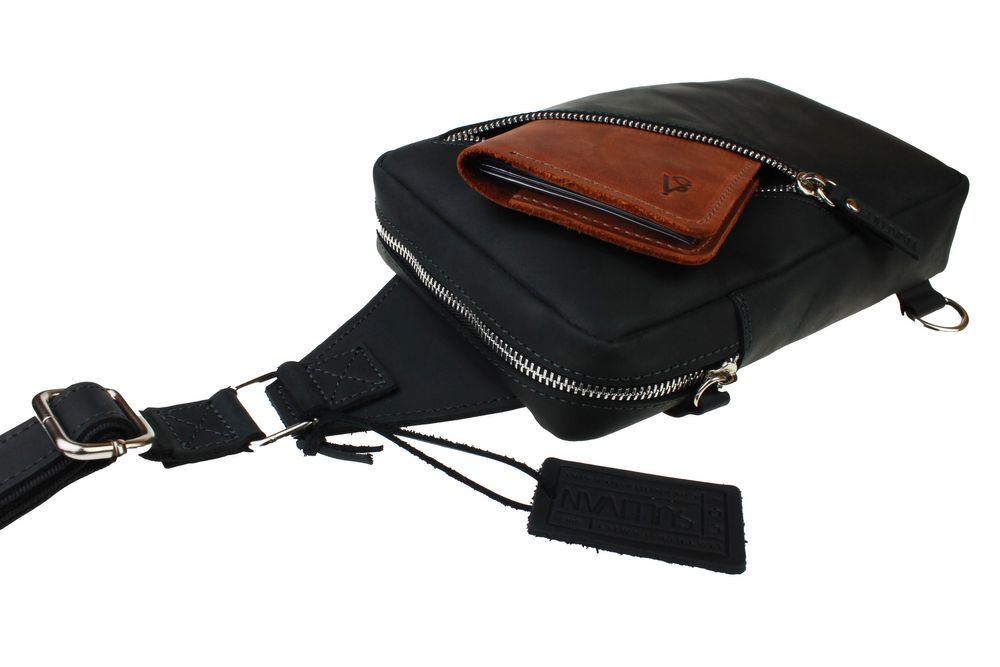 Сумка чоловіча слінг на плече бананка sms4-1(26) чорна