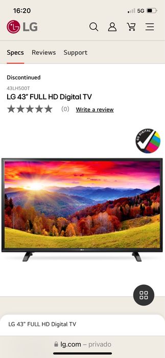 TV LG 43’’ com muito pouco uso