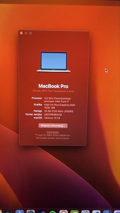 Macbook pro 2017 2,5 ghz i7
