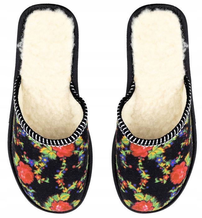 Ciepłe Pantofle Damskie Filcowe Kapcie Góralskie 35-41