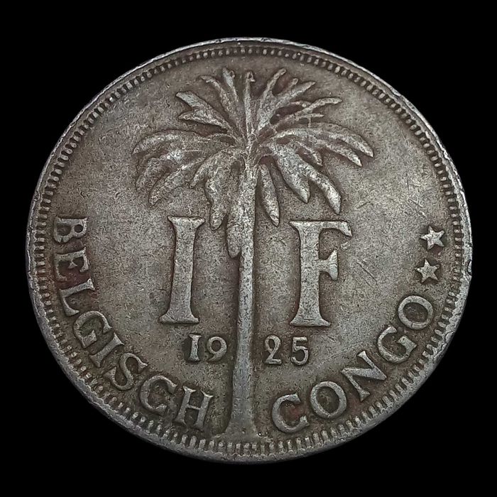Moeda 1 Franc 1925 - Congo Belga (Albert I - Versão Neerlandesa)