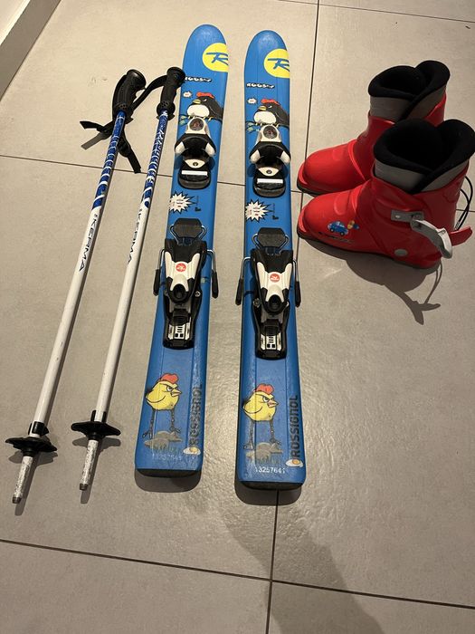 Komplet nart Rossignol 93 cm, buty Rossignol 19,5 i kijki 80 cm