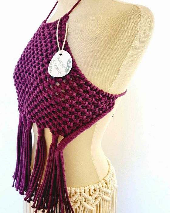 crop top em macramé