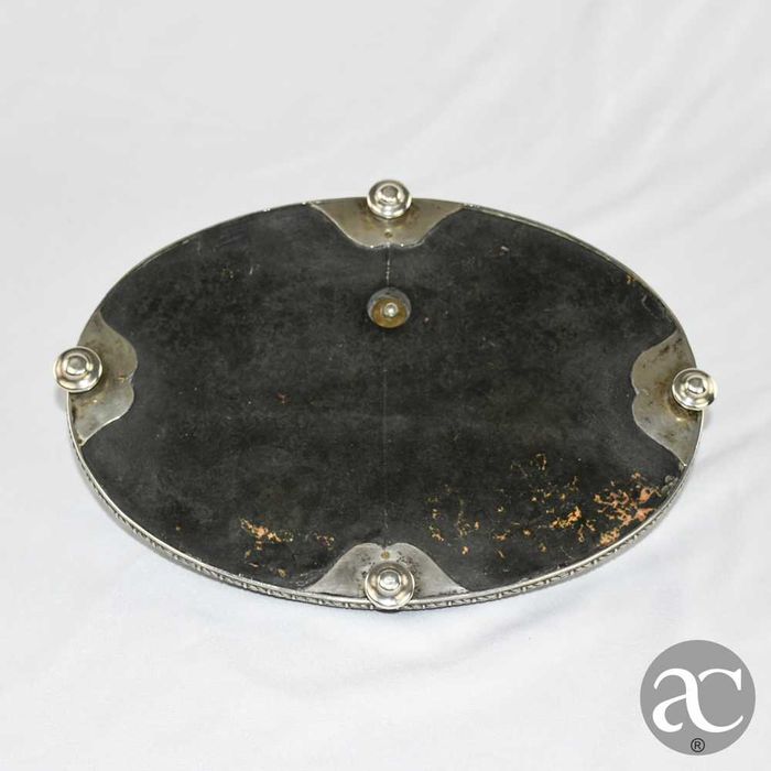 Tinteiro prata Javali e mármore, com monograma, com alma em porcelana