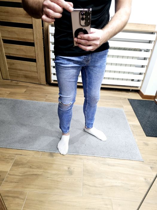 Spodnie męskie dżinsowe denim zwężane