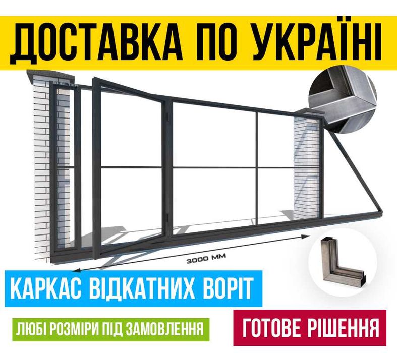 Откатные ворота, Каркас відкатних воріт з фурнітурою