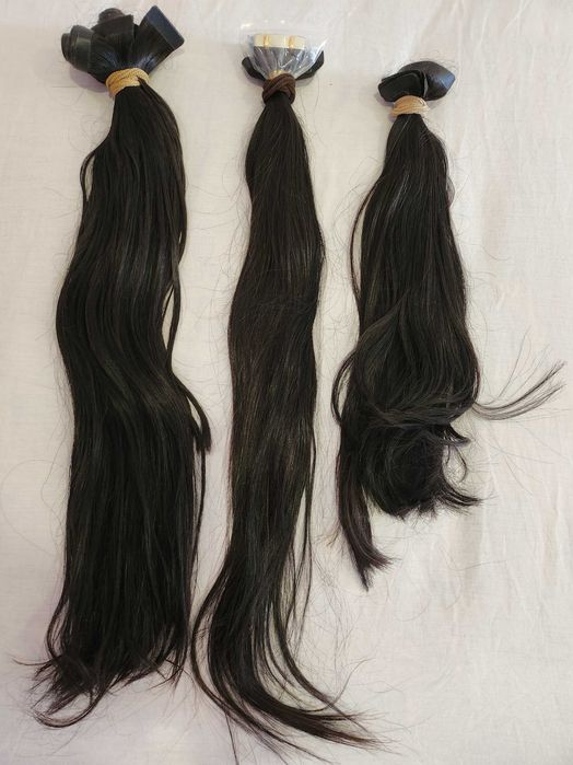 Cabelo humano castanho escuro liso