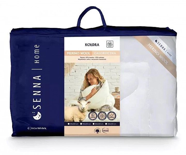 Kołdra 180x200 wełniana MERINO WOOL Wełna z Merynosów Biel