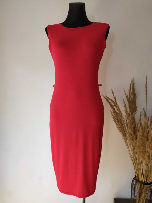 Signature Czerwona sukienka Midi Basic Obcisła Tuba 38 40