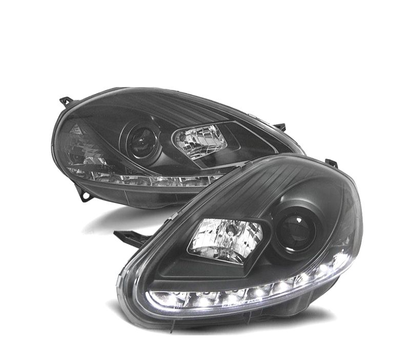 FARÓIS FRONTAIS FIAT GRANDE PUNTO 05-08 LUZ DIURNA FUNDO PRETO