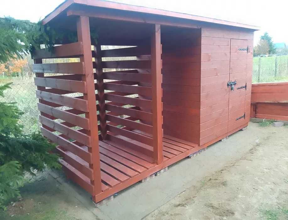 Drewutnia na drewno z pomieszczeniem, bardzo solidna, ciężka