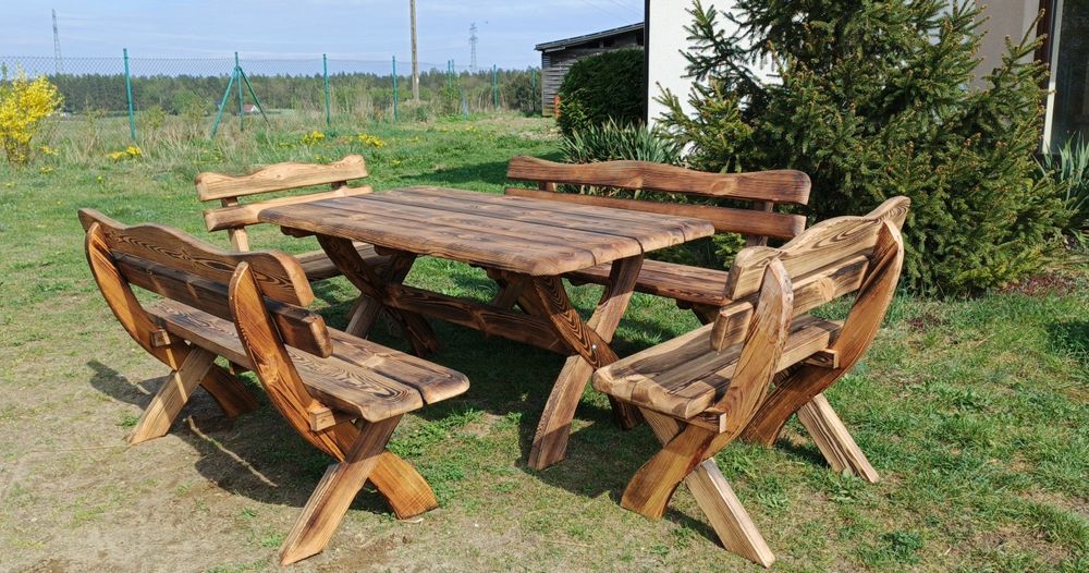 Meble ogrodowe, zestaw mebli ogrodowych opalony