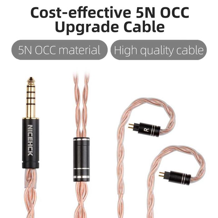 ‼️ NiceHCK GCT5 - сменный 4-х жильный медный OCC кабель для наушников!