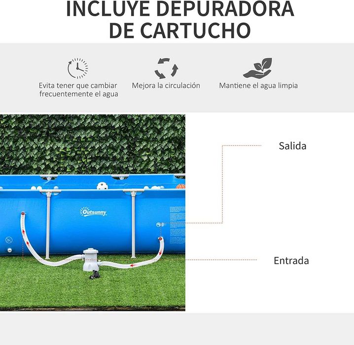 Piscina desmontável Outsunny 252x152x65cm (c/bomba de piscina)