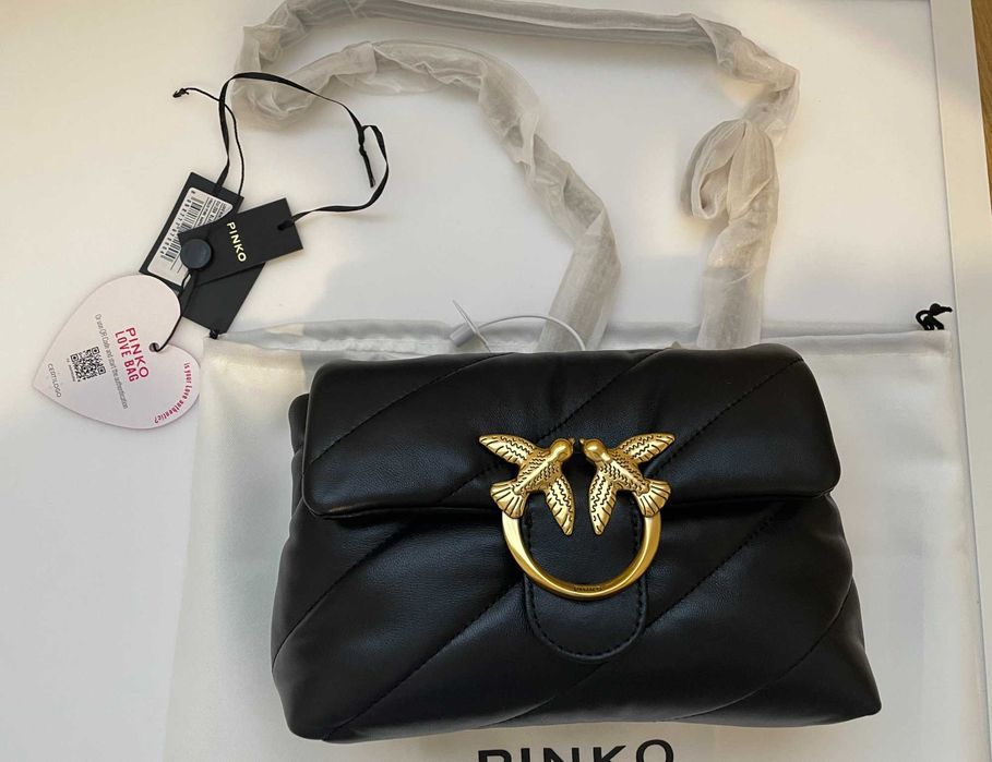 torebka pinko love mini puff złota