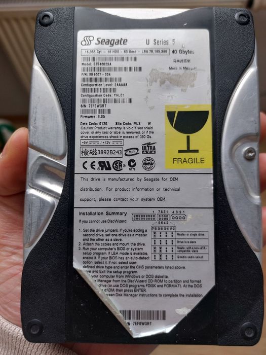 Dysk twardy HDD Seagate U Series 5 40GB