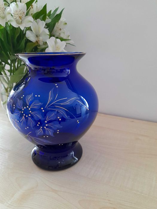 Wazony kobaltowy Lucka Glass DDR
