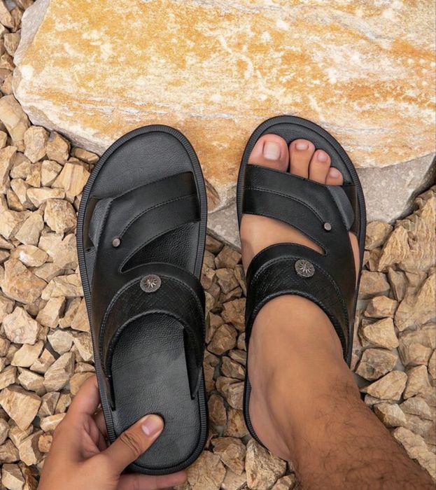 Męskie klapki w stylu arabskim, czarne, codzienne klapki