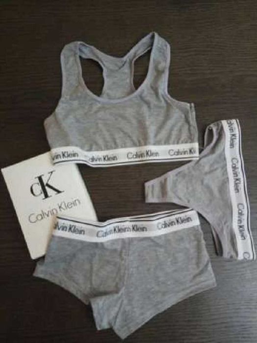 S M L XL 3pak Majtki Stringi Komplet Damskie Calvin Klein szare