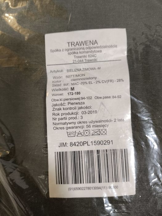 Bielizna zimowa 507T MON rozm M wzrost 172-180